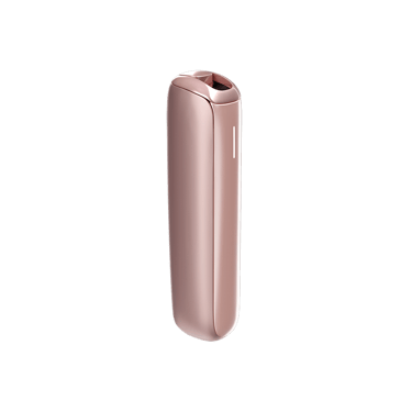 Profil sisi Ploom AURA Rose Gold menekankan siluet ramping, lengkungan halus, dan saiz padat yang selesa dipegang.
