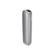 Side profile of the Ploom AURA Lunar Silver device emphasizing slim shape, ergonomic design, and polished metallic finish.

