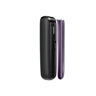 Panel Lavender Ploom AURA dilihat dari sisi dan dipisahkan daripada peranti, menekankan struktur ringan, boleh tanggal dan boleh disuai.
