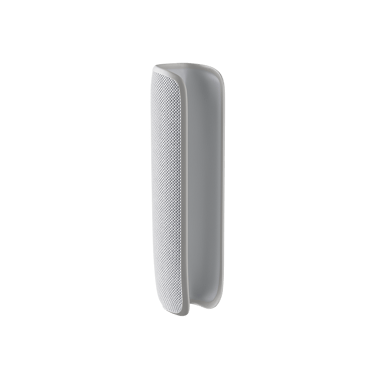 Lunar Silver Back Cover for Ploom AURA shown alone, highlighting a smooth metallic finish and refined design that feels calm, modern, and minimal.
