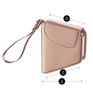 Ploom Jet Black Solo Carry Case shown with product dimensions 10.2cm height × 2.2cm width × 2.2cm depth, designed for compact portability.