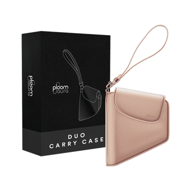 Ploom AURA Duo Carry Case Rose Gold pack, presenting a stylish carry solution that blends soft metallic tones with practical everyday organisation.