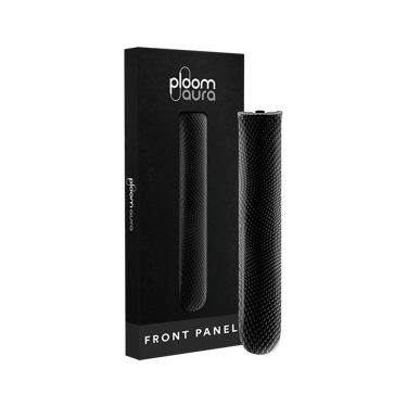 Ploom AURA Front Panel Jet Black Augmented Pattern pack, featuring intricate dark patterns, modern design, and a bold, stylish personality.
