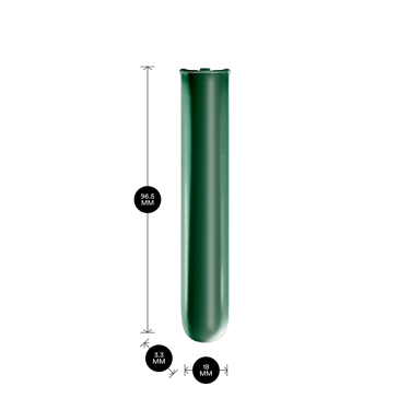 Ploom AURA Amazon Green Front Panel with dimensions 9.65 × 3.30 × 1.80 cm, showing compact, portable size while maintaining sleek style.