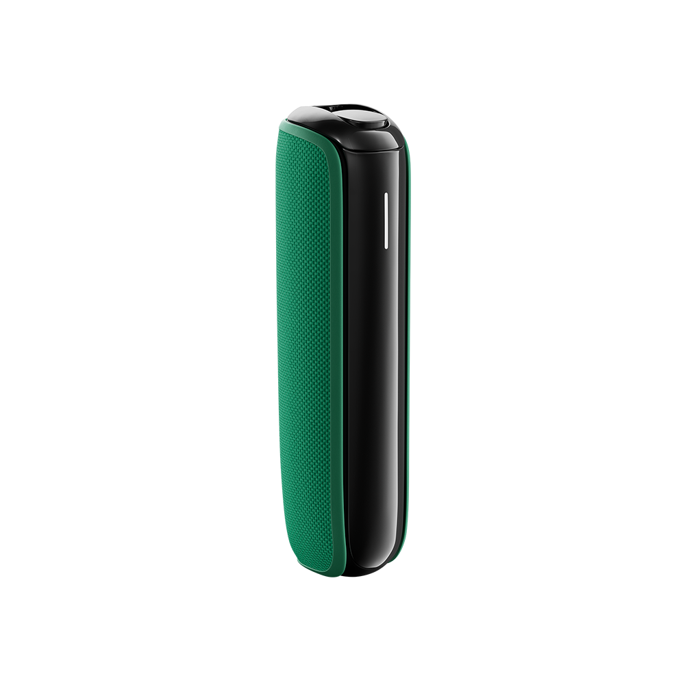 Amazon Green Back Cover fitted on a Ploom AURA device, bringing an organic, calming color that fits effortlessly into everyday carry
