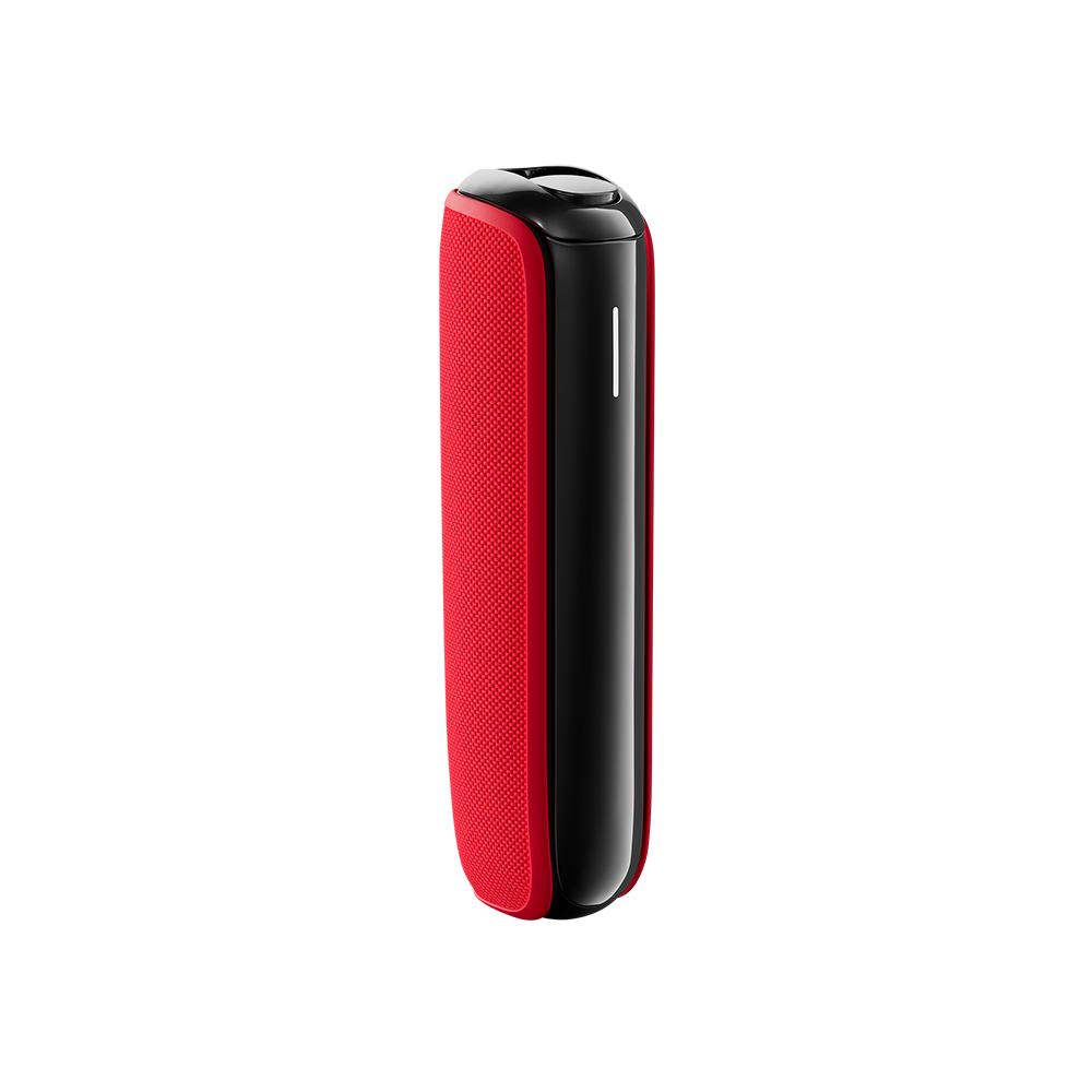 Lava Red Back Cover on Ploom AURA device, creating a striking look that stands out while fitting naturally into daily life
