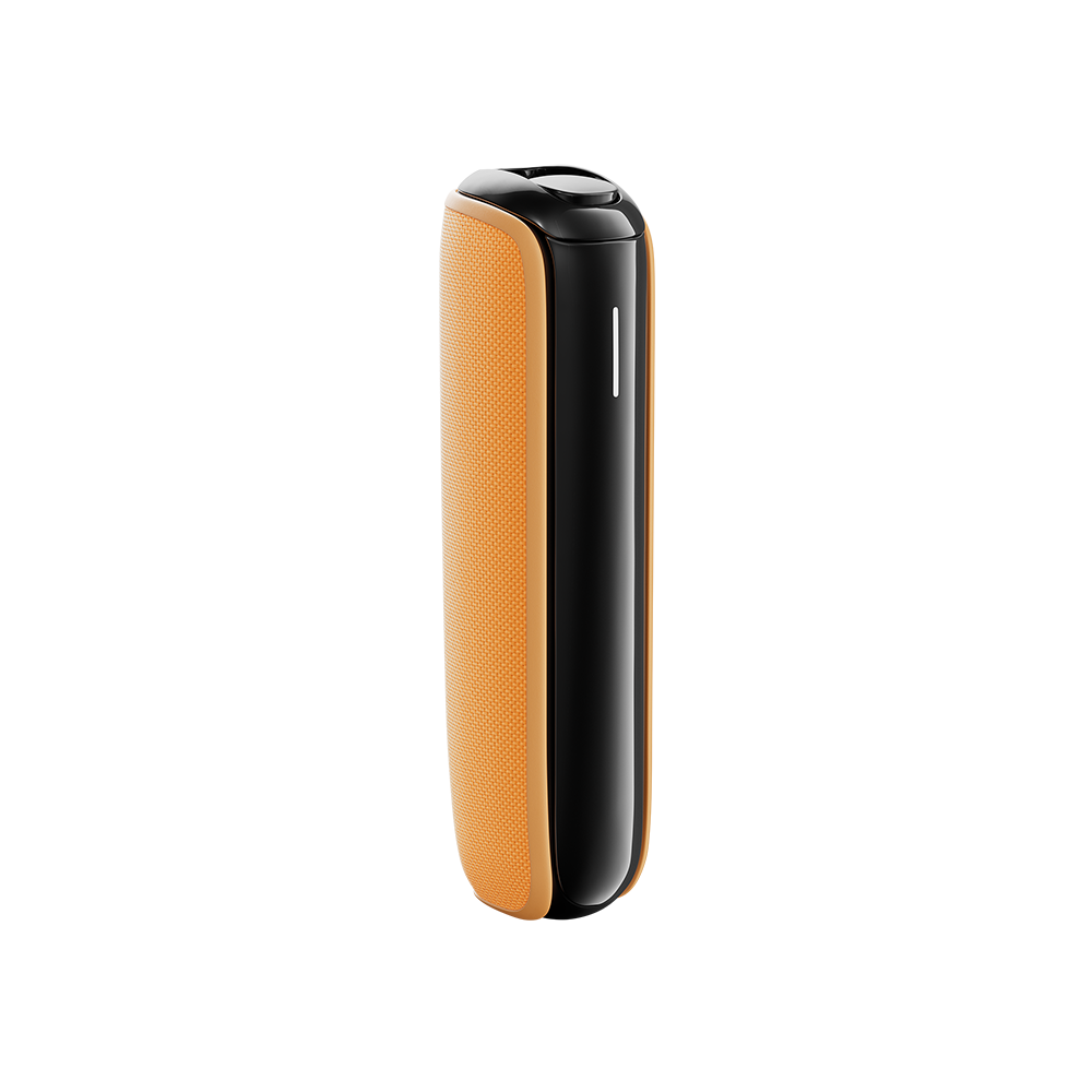 Penutup belakang Ploom AURA Mango Sorbet pada peranti, menunjukkan aksesori cerah, menyeronokkan dan mudah dipasang untuk menaik taraf gaya harian
