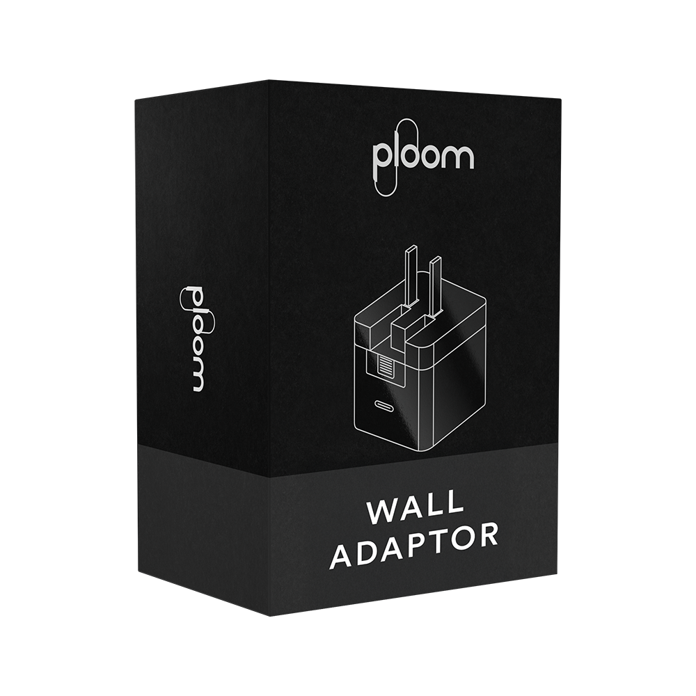 Ploom Wall Adaptor (Power Charger) packaging for [PLUG] market (side view)