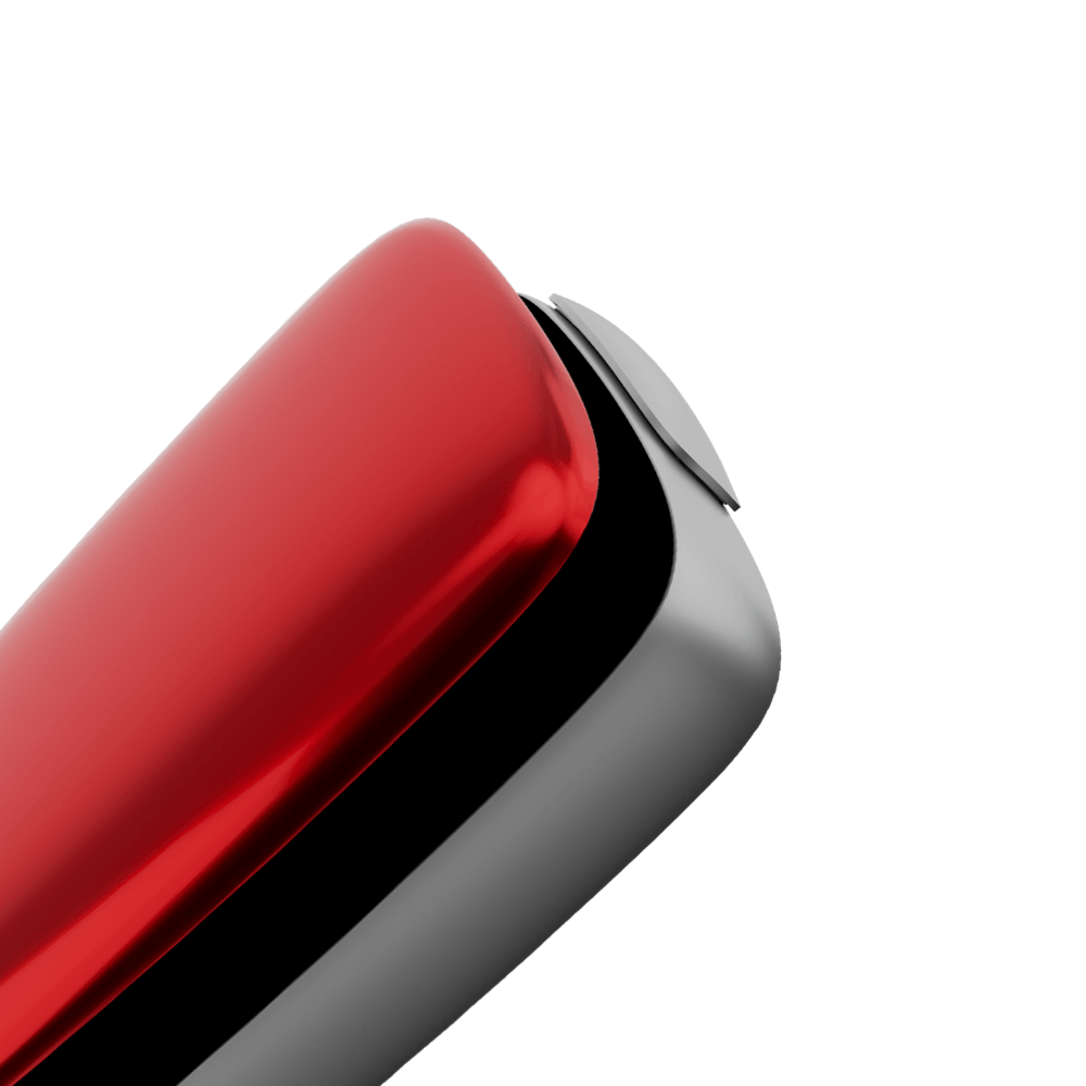 Ploom X Advanced front panel lave red close up
