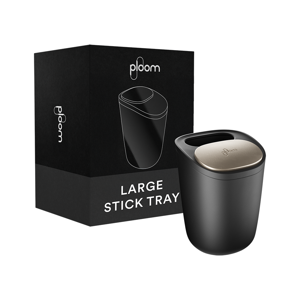 Ploom Large Stick Tray packaging with device close-up.